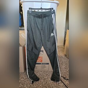 Adidas Mens Dark Gray Joggers with White Stripes
